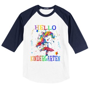 Hello Kindergarten Unicorn Back To School Funny Girl Baseball Sleeve Shirt