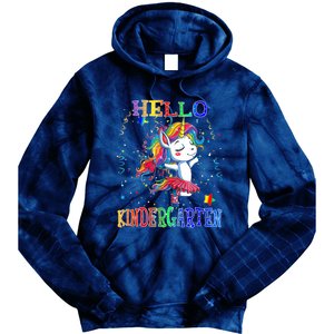 Hello Kindergarten Unicorn Back To School Funny Girl Tie Dye Hoodie