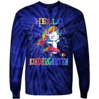 Hello Kindergarten Unicorn Back To School Funny Girl Tie-Dye Long Sleeve Shirt