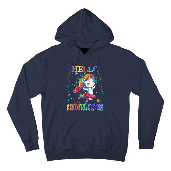 Hello Kindergarten Unicorn Back To School Funny Girl Tall Hoodie