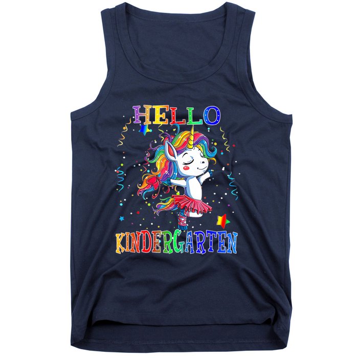 Hello Kindergarten Unicorn Back To School Funny Girl Tank Top