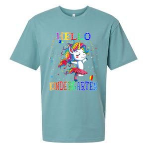 Hello Kindergarten Unicorn Back To School Funny Girl Sueded Cloud Jersey T-Shirt