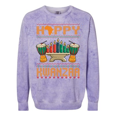 Happy Kwanzaa Ugly Christmas Black Christmas African Funny Gift Colorblast Crewneck Sweatshirt