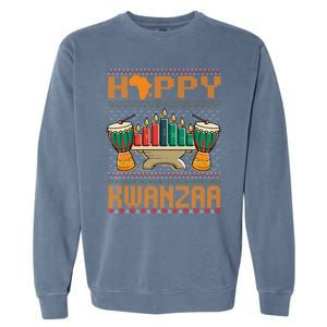 Happy Kwanzaa Ugly Christmas Black Christmas African Funny Gift Garment-Dyed Sweatshirt