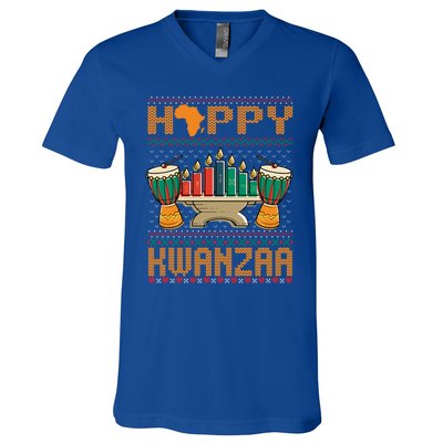 Happy Kwanzaa Ugly Christmas Black Christmas African Funny Gift V-Neck T-Shirt