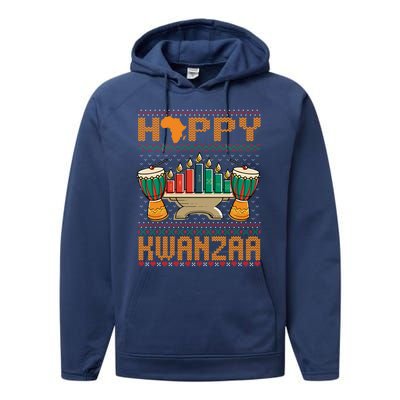 Happy Kwanzaa Ugly Christmas Black Christmas African Funny Gift Performance Fleece Hoodie