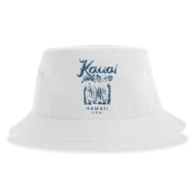 Hawaii Kauai Vintage Hawaiian Surfing Retro Sustainable Bucket Hat