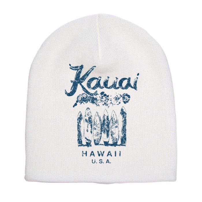 Hawaii Kauai Vintage Hawaiian Surfing Retro Short Acrylic Beanie