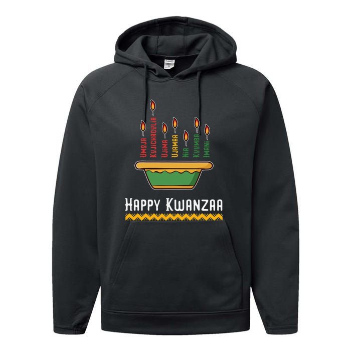 Happy Kwanzaa Kids 7 Principles of Kwanzaa Dec 26 - Jan 1 Performance Fleece Hoodie