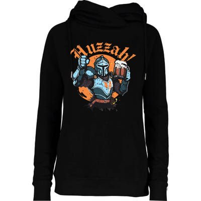 Huzzah Knight With Mead Funny Ren Faire Womens Funnel Neck Pullover Hood