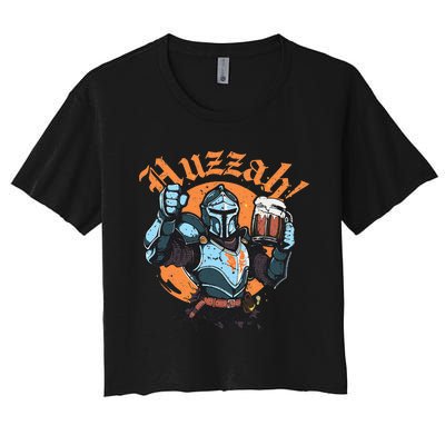 Huzzah Knight With Mead Funny Ren Faire Women's Crop Top Tee