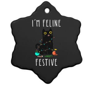 Hilarious Kitty Xmas Celebration Ceramic Star Ornament