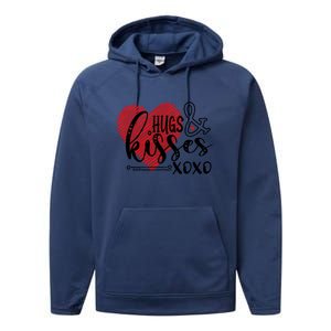 Hugs & Kisses XOXO Valentine's Day Gift Performance Fleece Hoodie