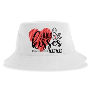 Hugs & Kisses XOXO Valentine's Day Gift Sustainable Bucket Hat