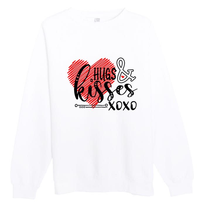 Hugs & Kisses XOXO Valentine's Day Gift Premium Crewneck Sweatshirt