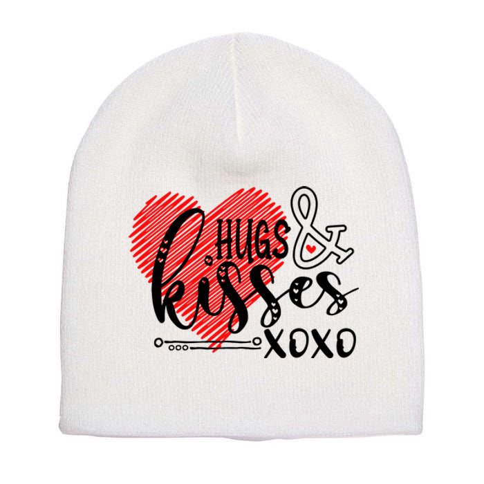 Hugs & Kisses XOXO Valentine's Day Gift Short Acrylic Beanie