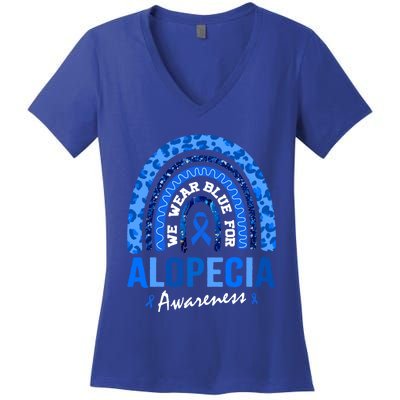 Hair Loss Areata Blue Lopecia Awareness Gift Women's V-Neck T-Shirt