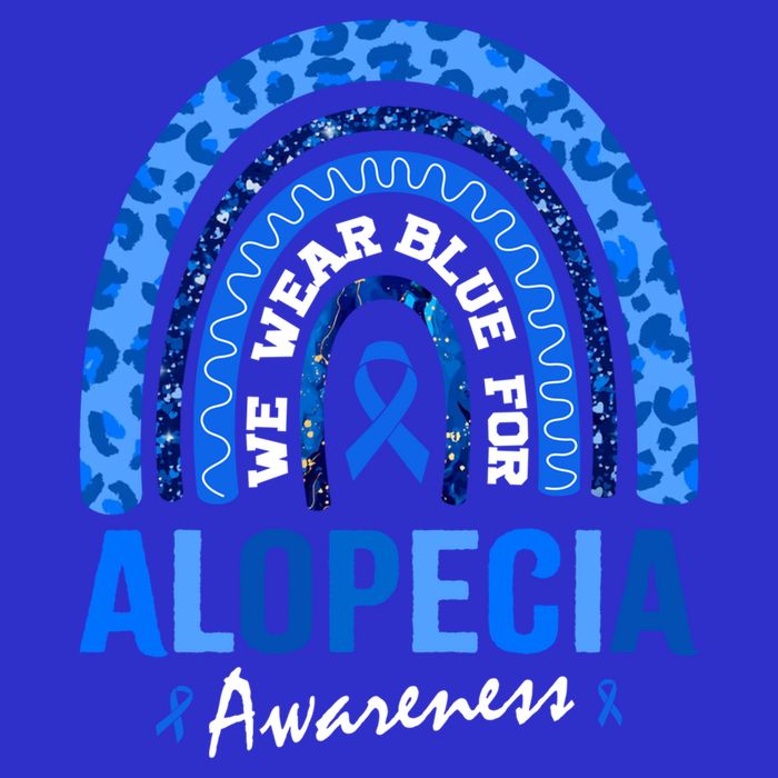 Hair Loss Areata Blue Lopecia Awareness Gift Women's V-Neck T-Shirt