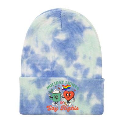 Holiday Lights And Gay Rights Lgbtq Pride Christmas Tie Dye 12in Knit Beanie