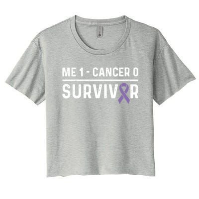 Hodgkin Lymphoma Awareness Purple Ribbon Survivor Remission Meaningful Gift Women's Crop Top Tee