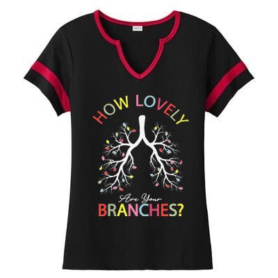 How Lovely Are Your Branches Xmas Lung Christmas Pajamas Ladies Halftime Notch Neck Tee