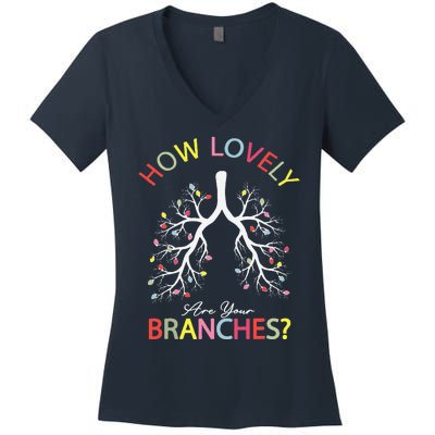 How Lovely Are Your Branches Xmas Lung Christmas Pajamas Women's V-Neck T-Shirt