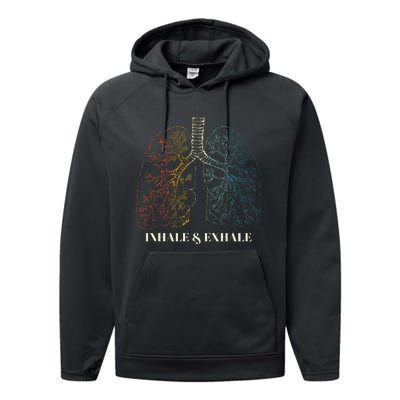 Human Lungs Anatomy Inhale Oxygen And Exhale Carbon Dioxide Performance Fleece Hoodie