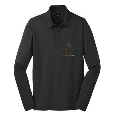 Human Lungs Anatomy Inhale Oxygen And Exhale Carbon Dioxide Silk Touch Performance Long Sleeve Polo