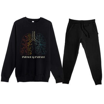 Human Lungs Anatomy Inhale Oxygen And Exhale Carbon Dioxide Premium Crewneck Sweatsuit Set