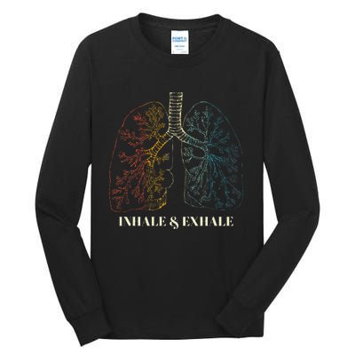 Human Lungs Anatomy Inhale Oxygen And Exhale Carbon Dioxide Tall Long Sleeve T-Shirt