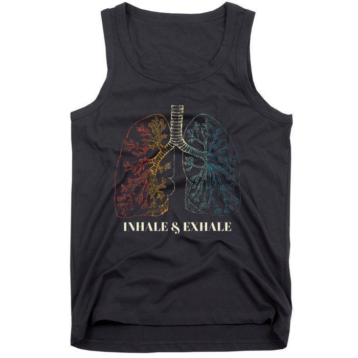 Human Lungs Anatomy Inhale Oxygen And Exhale Carbon Dioxide Tank Top