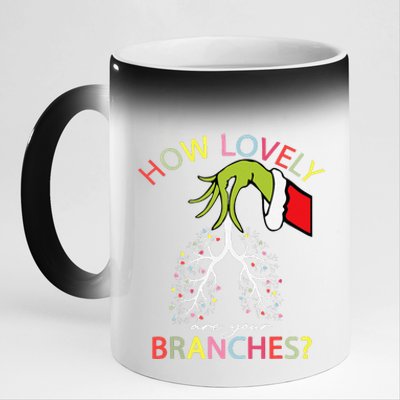 How Lovely Are Your Branches Xmas Lung Christmas Pajamas 11oz Black Color Changing Mug