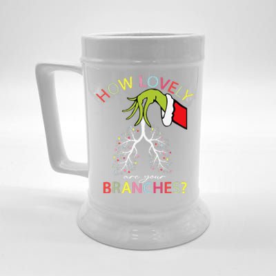 How Lovely Are Your Branches Xmas Lung Christmas Pajamas Beer Stein