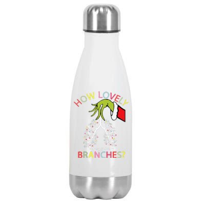 How Lovely Are Your Branches Xmas Lung Christmas Pajamas Stainless Steel Insulated Water Bottle