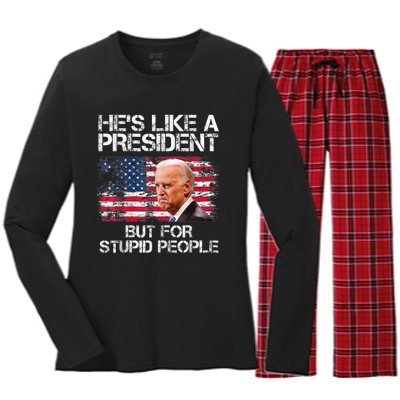 He’s Like A President But For Stupid People Women's Long Sleeve Flannel Pajama Set 