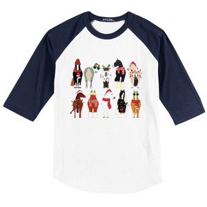 Horse Lover Animal Christmas Farm Animals Funny Baseball Sleeve Shirt