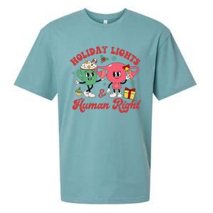 Holiday Lights And Human Rights Christmas Feminist Xmas Sueded Cloud Jersey T-Shirt