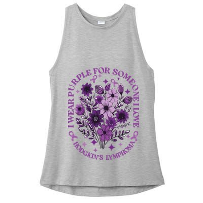 Hodgkin‘S Lymphoma Awareness Wildflower I Wear Purple For Hodgkin‘S Ladies PosiCharge Tri-Blend Wicking Tank
