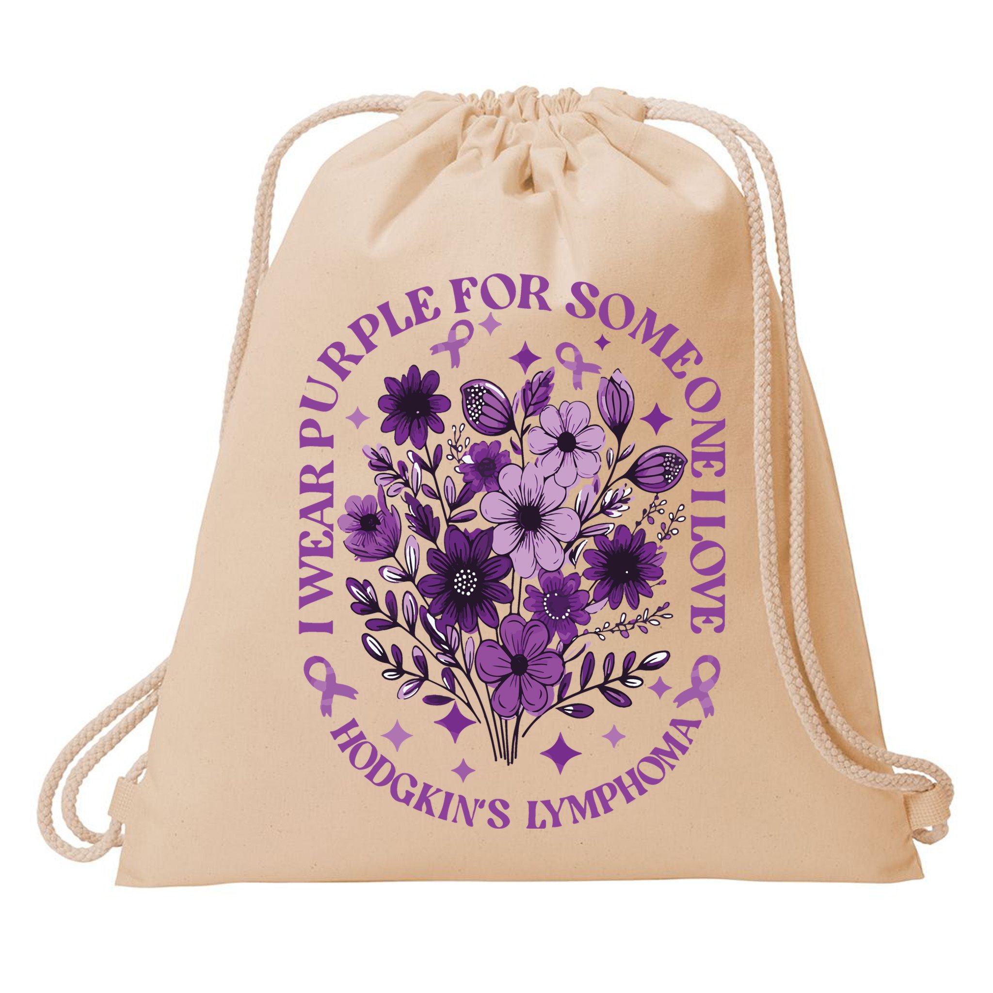 Hodgkin‘S Lymphoma Awareness Wildflower I Wear Purple For Hodgkin‘S Drawstring Bag