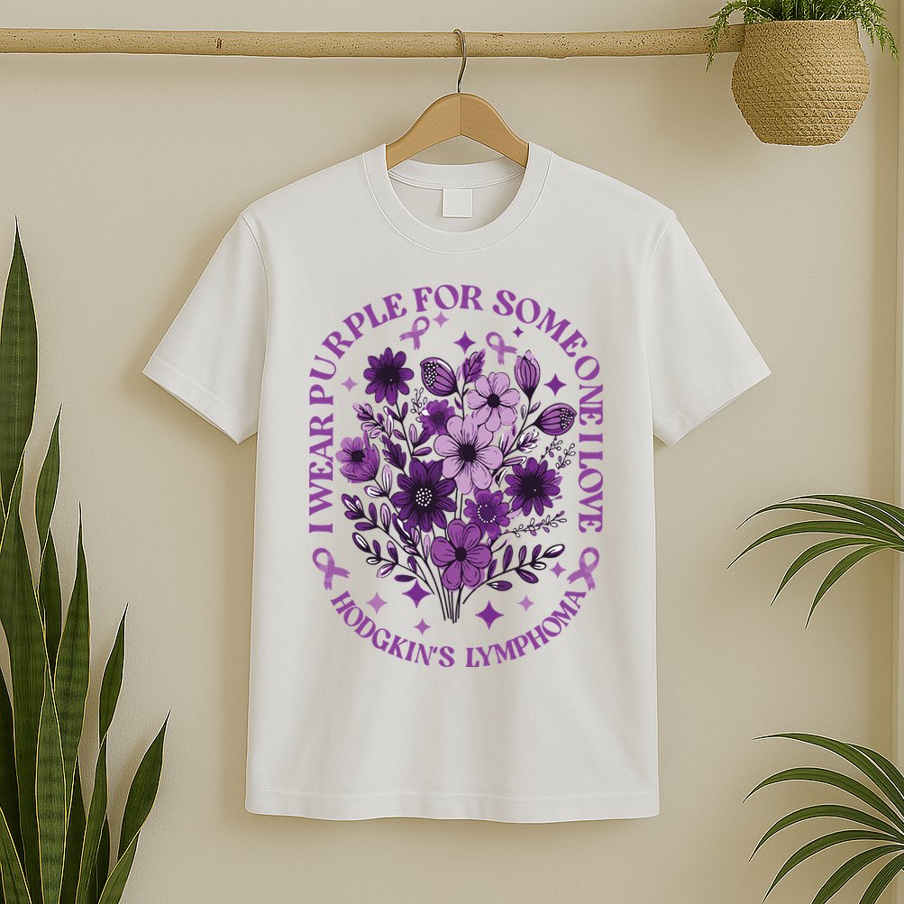 Hodgkin‘S Lymphoma Awareness Wildflower I Wear Purple For Hodgkin‘S T-Shirt