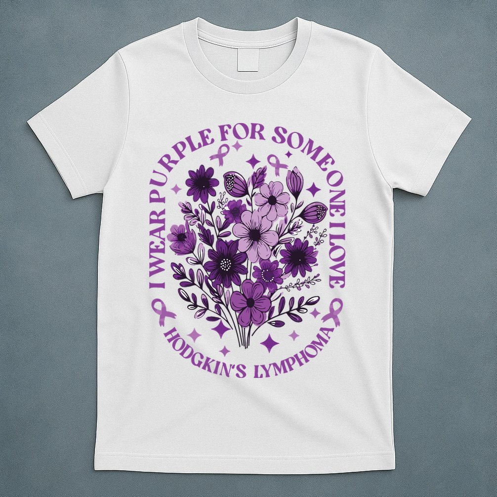 Hodgkin‘S Lymphoma Awareness Wildflower I Wear Purple For Hodgkin‘S T-Shirt