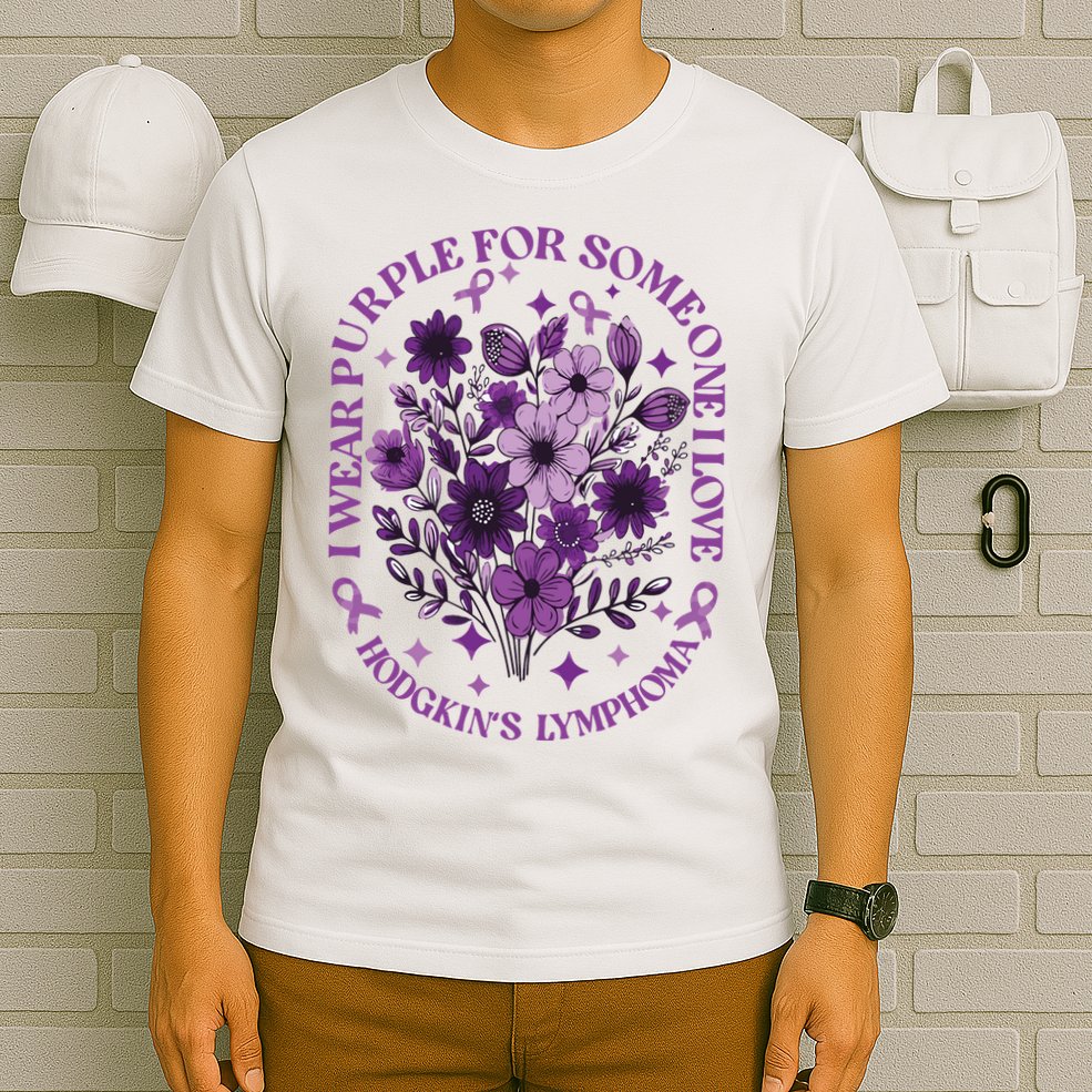 Hodgkin‘S Lymphoma Awareness Wildflower I Wear Purple For Hodgkin‘S T-Shirt