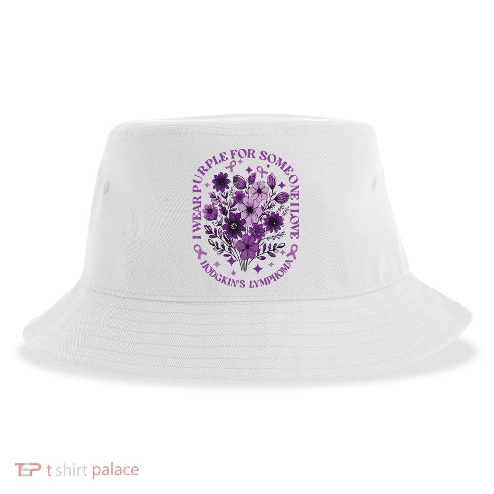 Hodgkin‘S Lymphoma Awareness Wildflower I Wear Purple For Hodgkin‘S Sustainable Bucket Hat
