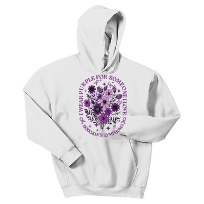 Hodgkin‘S Lymphoma Awareness Wildflower I Wear Purple For Hodgkin‘S Kids Hoodie