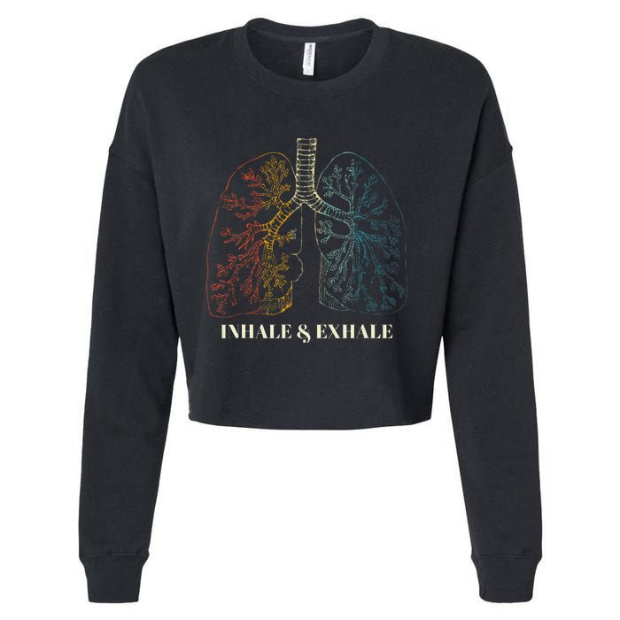 Human Lungs Anatomy Inhale Oxygen And Exhale Carbon Dioxide Cropped Pullover Crew