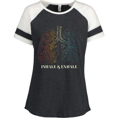 Human Lungs Anatomy Inhale Oxygen And Exhale Carbon Dioxide Enza Ladies Jersey Colorblock Tee