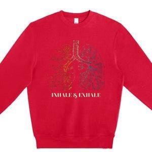 Human Lungs Anatomy Inhale Oxygen And Exhale Carbon Dioxide Premium Crewneck Sweatshirt