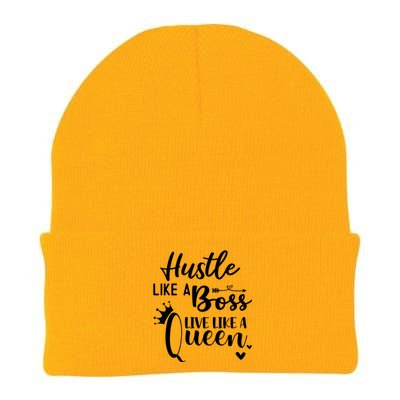 Hustle Like A Boss Live Like A Queen Gift Wife Mom Boss Cool Gift Knit Cap Winter Beanie