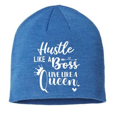 Hustle Like A Boss Live Like A Queen Gift Wife Mom Boss Cool Gift Sustainable Beanie