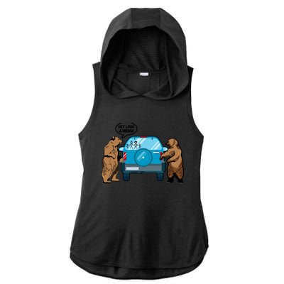 Hey Look Au Funny Camping Camper Hiking Bear Outdoor Ladies PosiCharge Tri-Blend Wicking Draft Hoodie Tank